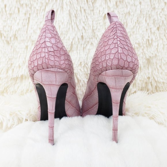 Lilac Snake Removable ankle strap Pumps High Heels - Picture 8 of 14